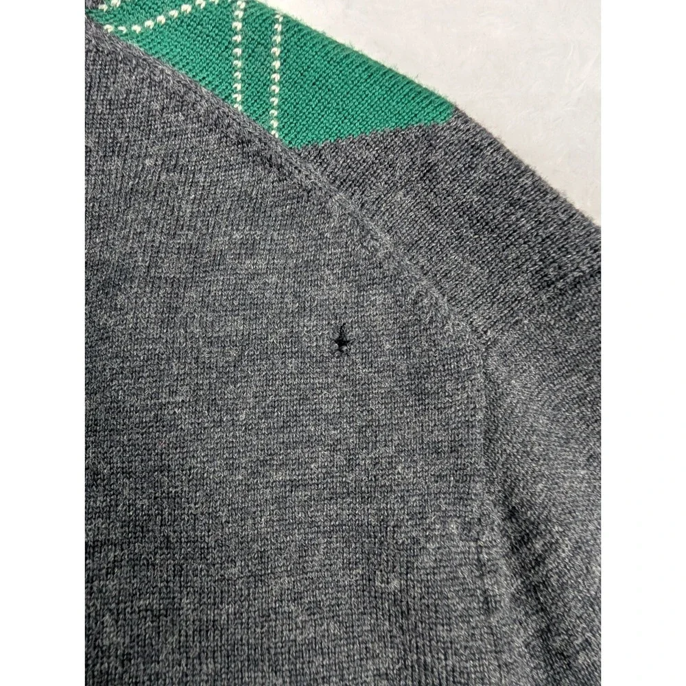 Banana Republic‎ 100% Merino Wool Sweater Men's S Gray/Green Pullover *Hole